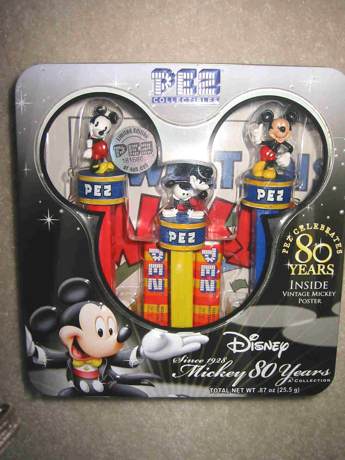 Mickey Mouse Pez Dispensers Tin - Click Image to Close