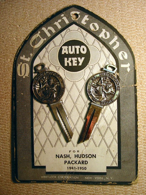Nash, Hudson and Packard Crest Key Set with St. Christopher