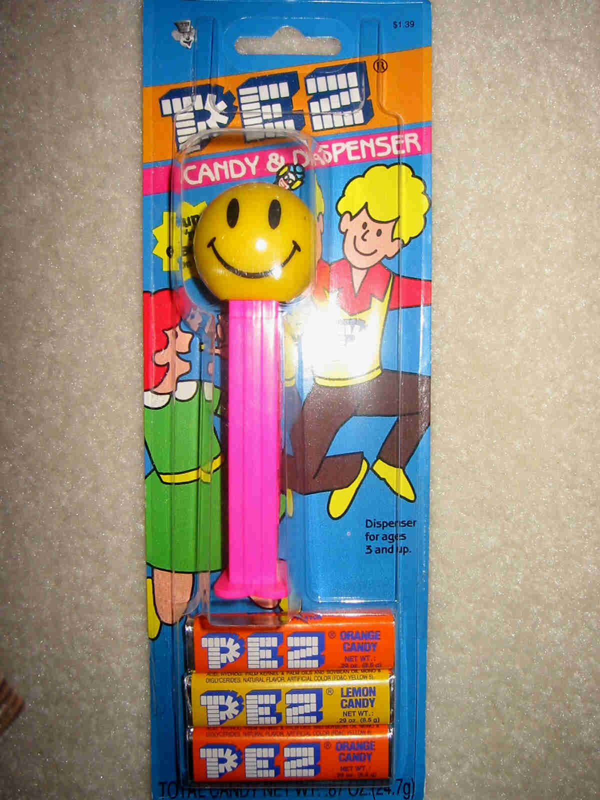 Happy Face Pez - Neon Pink (MOC)