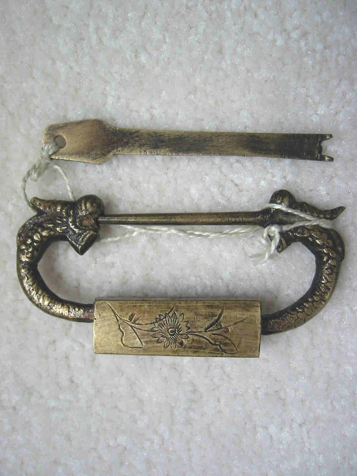 Chinese Figural Dragon Slide Lock - Click Image to Close