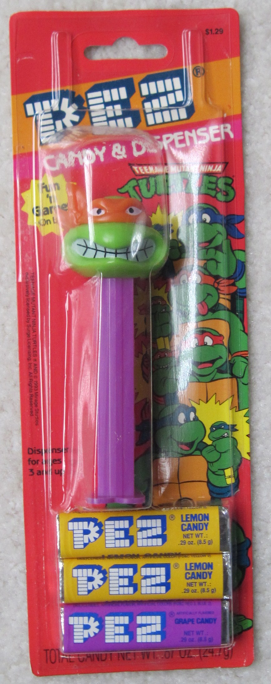 TMNT Original - Michaelangelo Grinning (Orange) Pez MOC