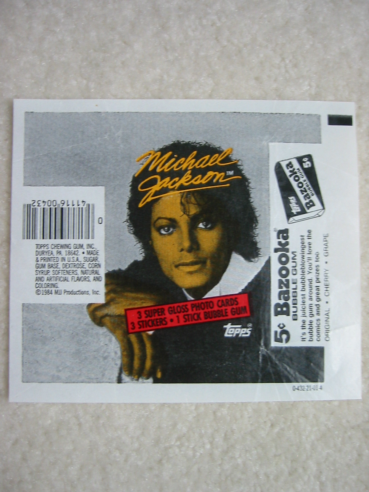 Michael Jackson Bubble Gum Card Package - Click Image to Close